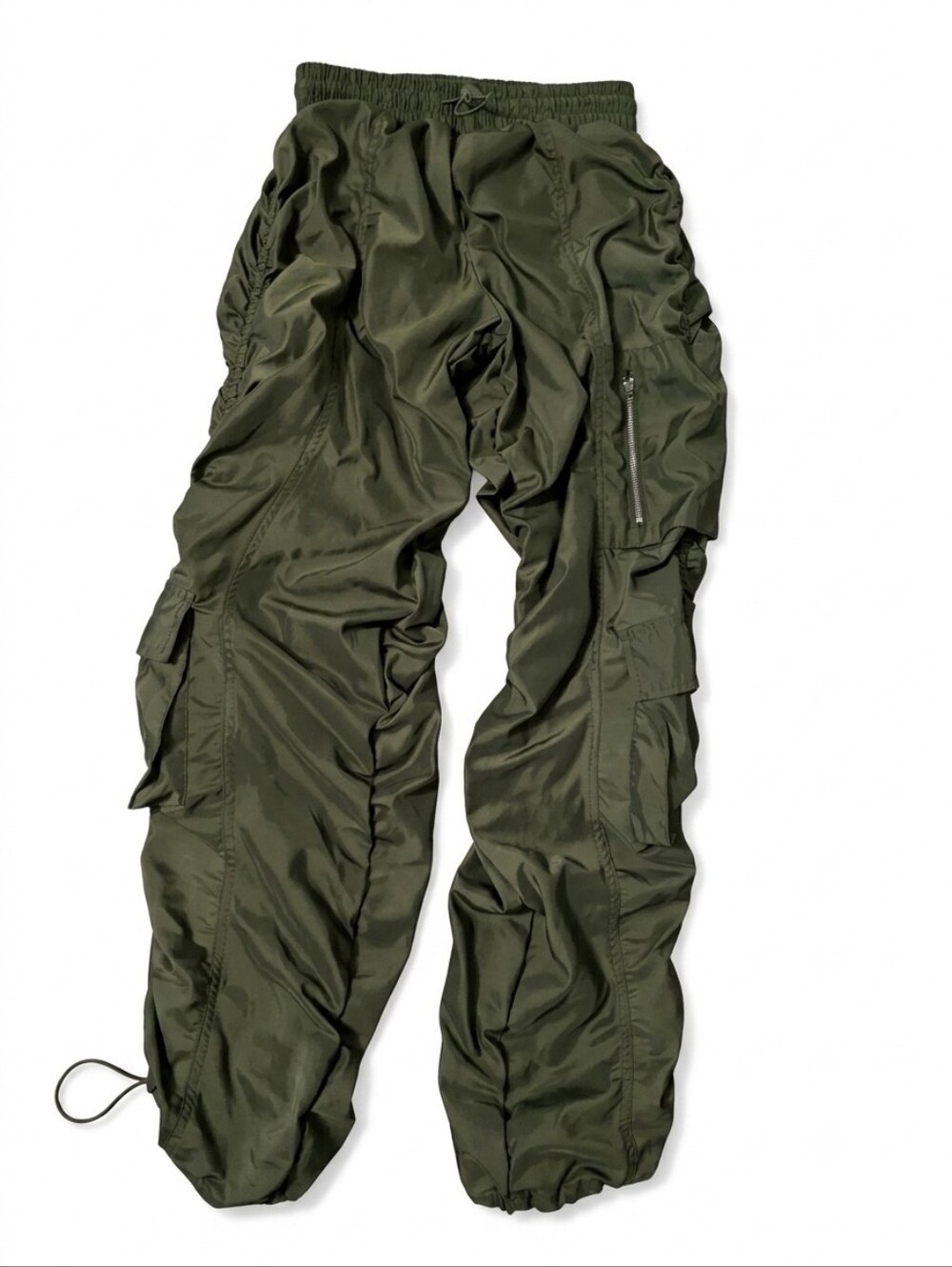 Refuge Y2K Olive Green Cargo Jogger Parachute Pants Gorpcore Streetwear S
